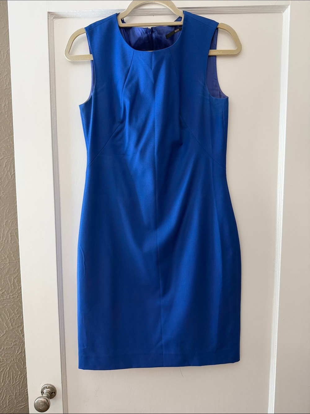 Hugo Boss Sleeveless Sheath Dress in Cobalt Blue
